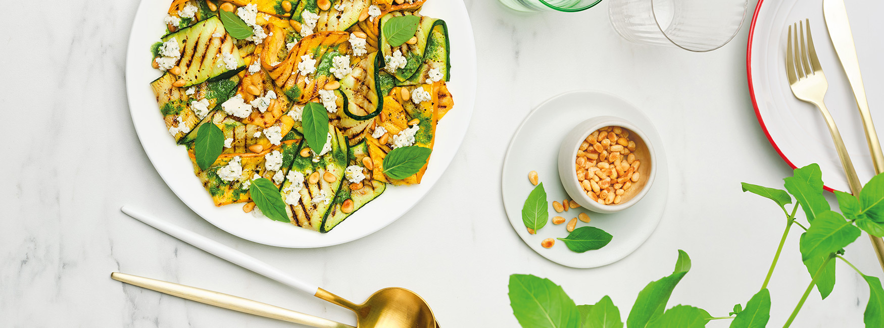 Courgettes grillées au pesto et au Boursin